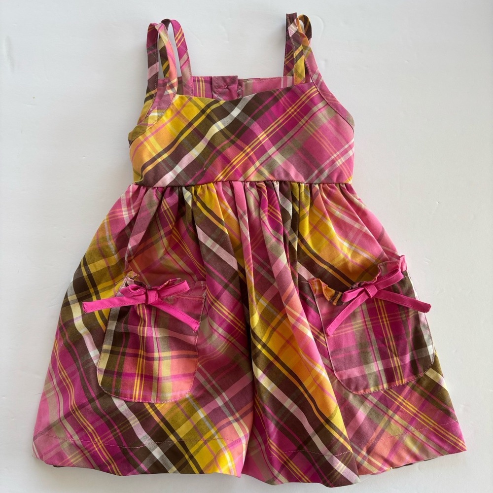 Blueberi Boulevard‎ A-Line Dress Girls 12M Plaid Sundress Front Pockets NWT